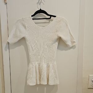 Guess Cream Ribbed Knit Top